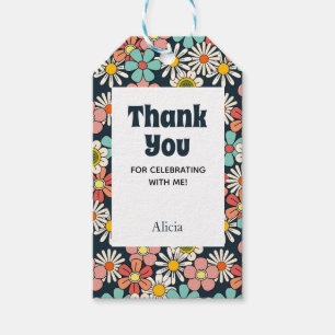 Retro Hippie Groovy Flower Hello Eighty Birthday Gift Tags
