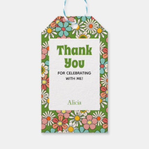 Retro Hippie Groovy Flower Hello Thirty Birthday Gift Tags