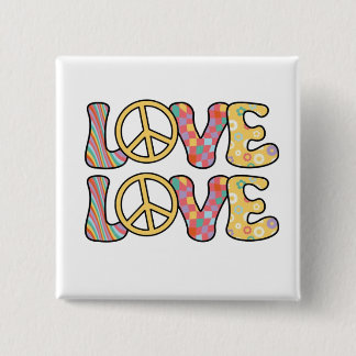 Retro Hippie love Button