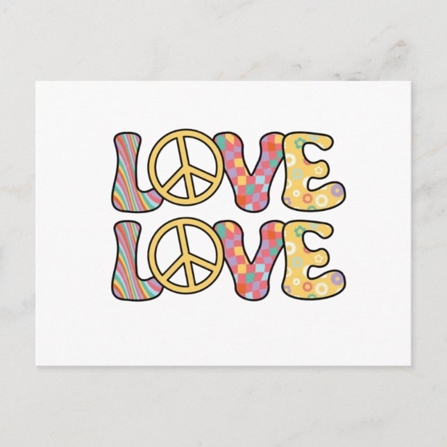Retro Hippie love Postcard (Front)