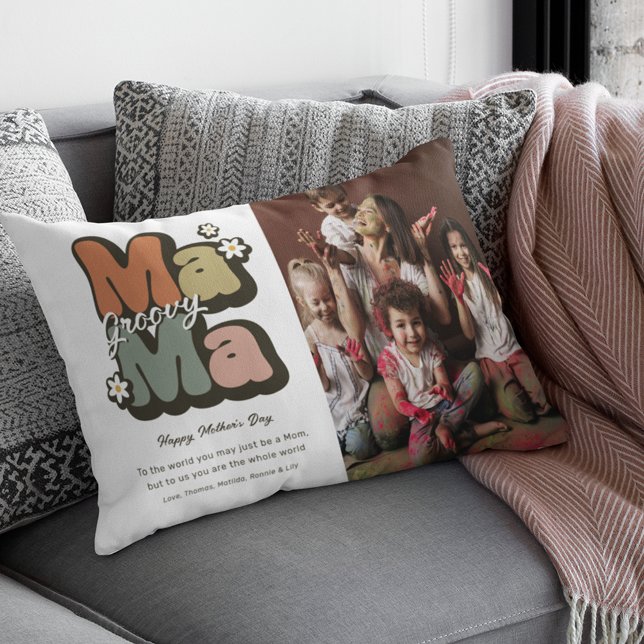 Retro Hippie Mama Mothers Day Accent Pillow (Creator Uploaded)