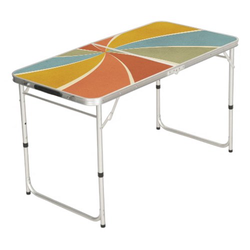 Retro Hippie Mixed Paint Style Swirls Pattern Beer Pong Table