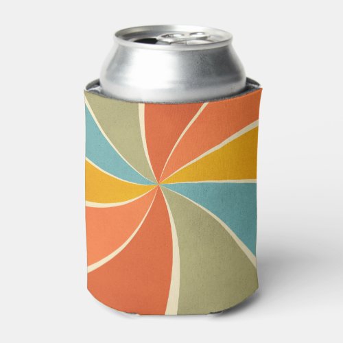 Retro Hippie Mixed Paint Style Swirls Pattern Can Cooler