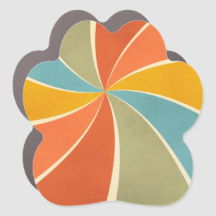 Retro Hippie Mixed Paint Style Swirls Pattern Car Magnet