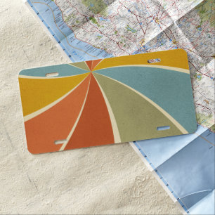 Retro Hippie Mixed Paint Style Swirls Pattern License Plate