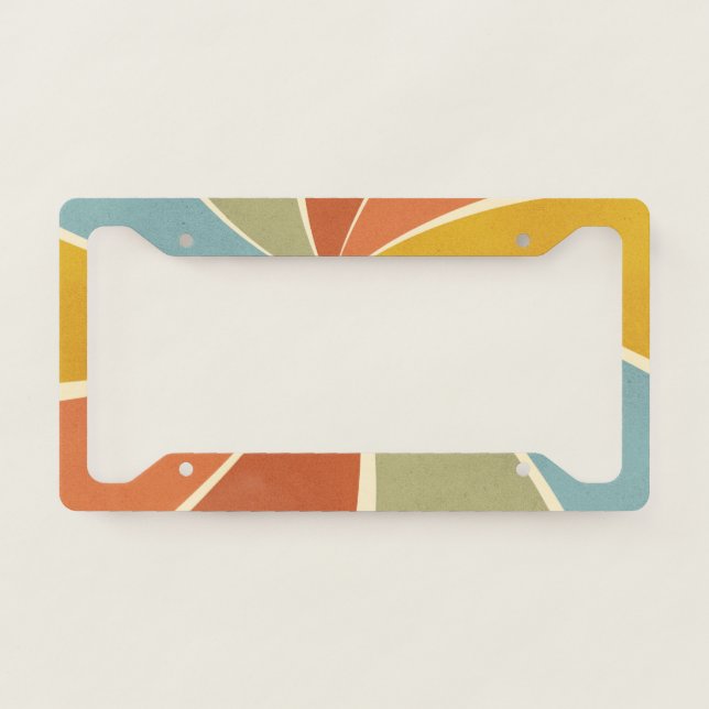 Retro Hippie Mixed Paint Style Swirls Pattern License Plate Frame (Front)