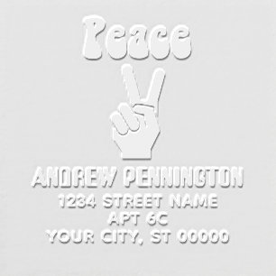 Retro Hippie Peace Hand Sign #2 Name Address Embosser