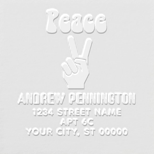 Retro Hippie Peace Hand Sign #2 Name Address Embosser (Design)