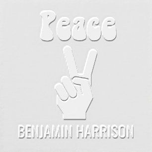Retro Hippie Peace Hand Sign Name Only Embosser