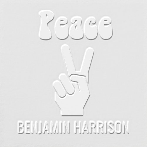 Retro Hippie Peace Hand Sign Name Only Embosser