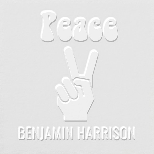 Retro Hippie Peace Hand Sign Name Only Embosser (Design)