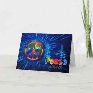 Retro Hippie Peace on Earth Tie Die Holiday Card