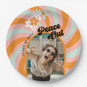 Retro Hippie Photo Graduation Paper Plates
