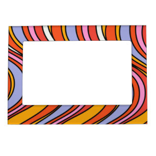 Retro Hippie Psychedelic Swirls groovy   Magnetic Frame