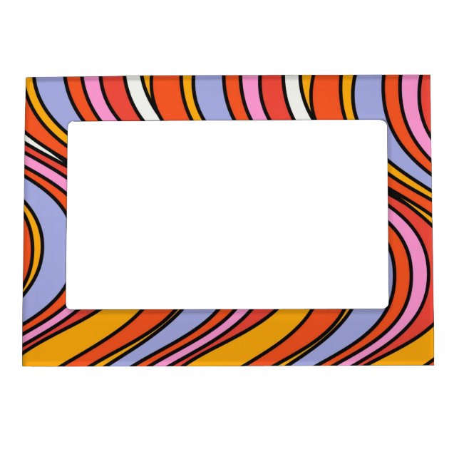 Retro Hippie Psychedelic Swirls groovy   Magnetic Frame (Front)