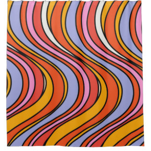 Retro Hippie Psychedelic Swirls Shower Curtain