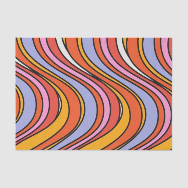 Retro Hippie Psychedelic Swirls  Tissue Paper 70's (Front)