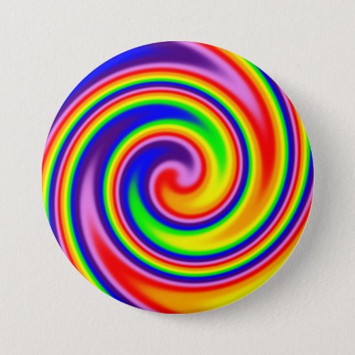 Retro Hippie Rainbow Colors Soft Focus Spiral Button