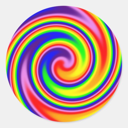 Retro Hippie Rainbow Colors Soft Focus Spiral Classic Round Sticker