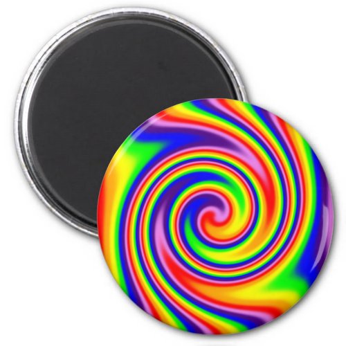 Retro Hippie Rainbow Colors Soft Focus Spiral Magnet