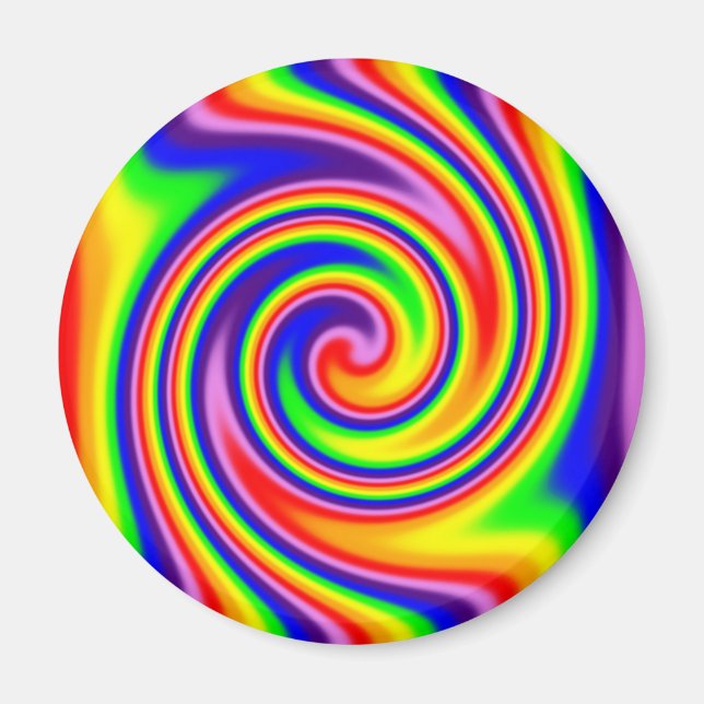 Retro Hippie Rainbow Colors Soft Focus Spiral Magnet (Front)