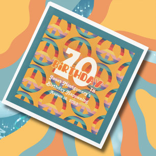 Retro Hippie Rainbow Peace Sign 70th Birthday Napkins