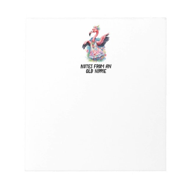Retro Hippie Tie Dye Flamingo Humor Notepad (Front)