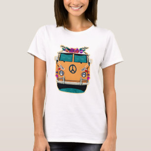Retro Hippie Van floral Vintage Colors Art T-Shirt