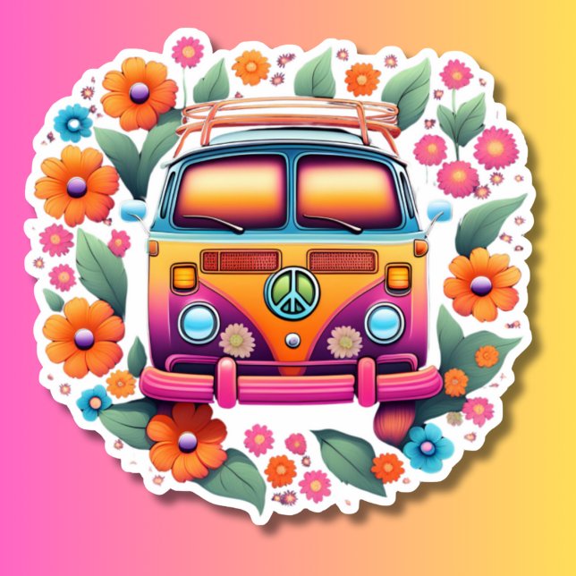 Retro Hippie Van Waterproof Sticker (Creator Uploaded)