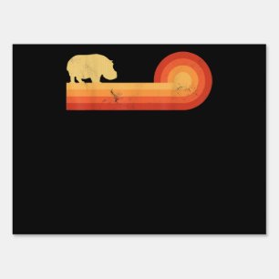 Retro Hippopotamus 60s 70s Hippo Sign