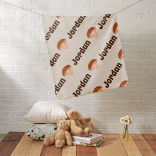 Retro Hippy Boho Mushroom Custom Baby Name Blanket
