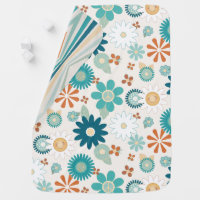 Retro Hippy Vibe 70s Daisy Peace Blue Orange Baby