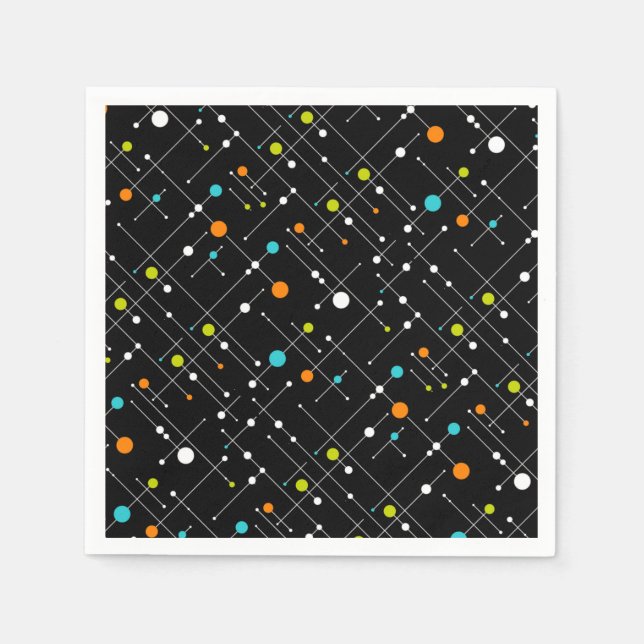 Retro Hipster Black Space Age Atomic Paper Napkins (Front)
