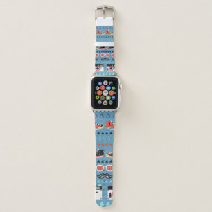 Retro hipster seamless pattern apple watch band