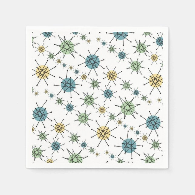 Retro Hipster Space Age Atomic Starburst Paper Napkins (Front)