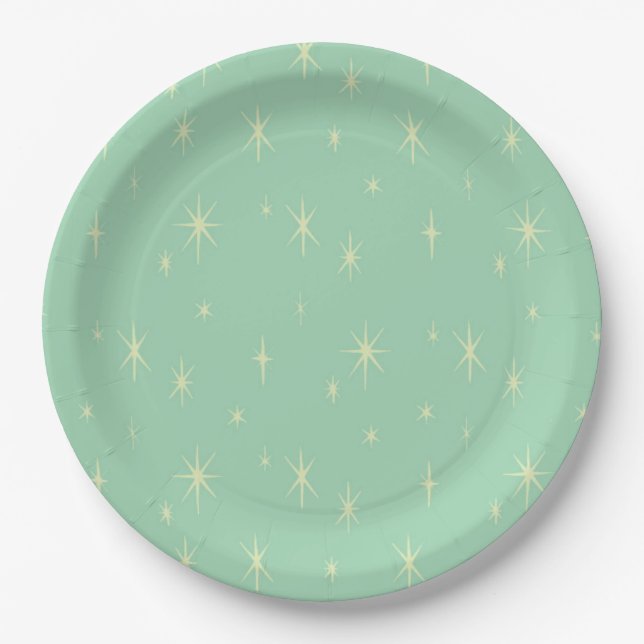 Retro Hipster Space Age Atomic Starburst Paper Plates (Front)
