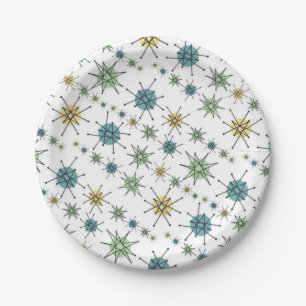 Retro Hipster Space Age Atomic Starburst Paper Plates