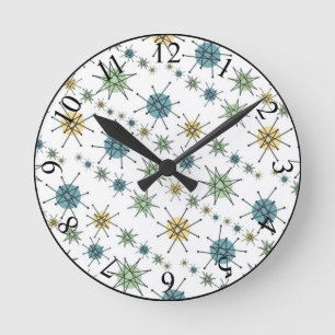 Retro Hipster Space Age Atomic Starburst Round Clock