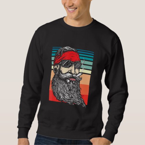 Retro Hipster Vintage Bearded Hippie Pipe Smoker U Sweatshirt