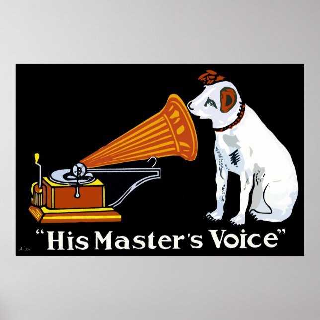 Retro his master's voice gramophone ad poster (Front)