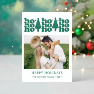 Retro ho ho ho Christmas Holidays Photo Letterpress Photo Cards
