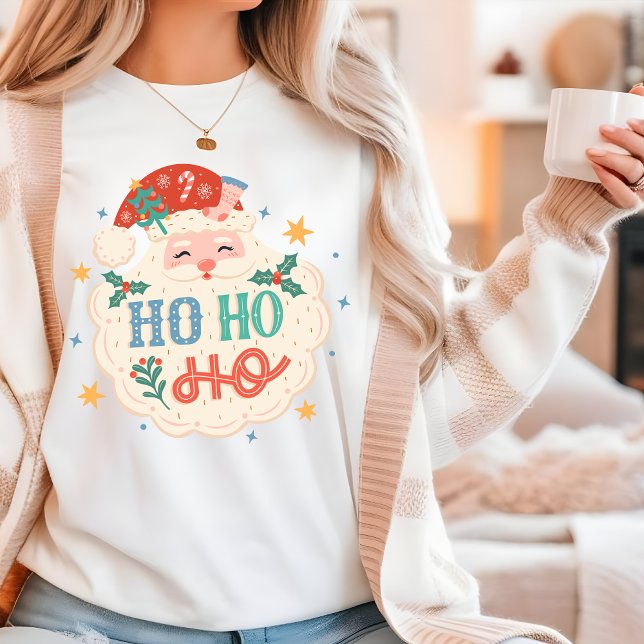 Retro Ho Ho Ho Santa Festive Christmas  Tri-Blend Shirt (Creator Uploaded)