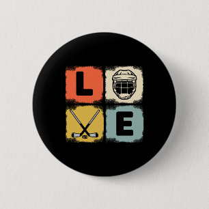 Retro Hockey Lovers Apparels For Men Womens Player Button