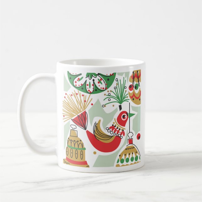 Retro Holiday Bird Coffee Cup (Left)