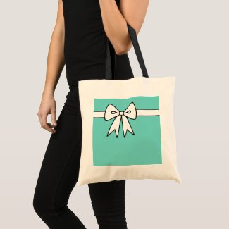  Retro Holiday Bow Aqua Tote Bag