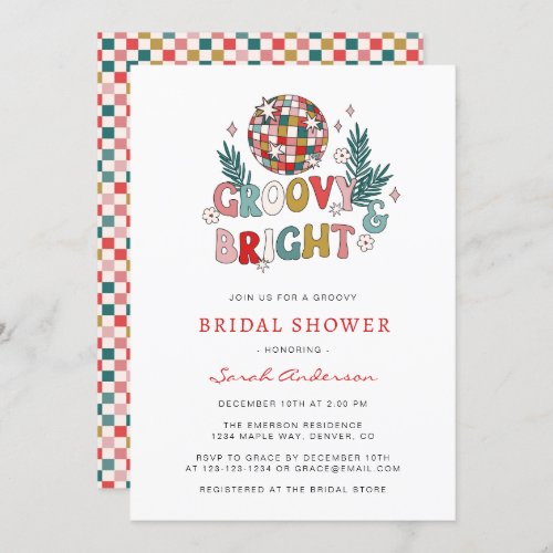 Retro Holiday Bridal Shower Invitation
