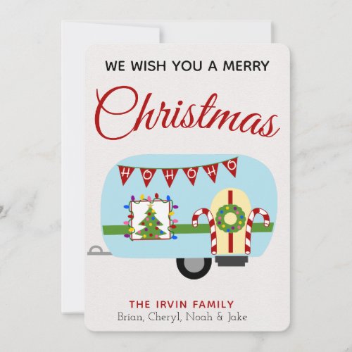 Retro Holiday Camper Personalized Christmas Card