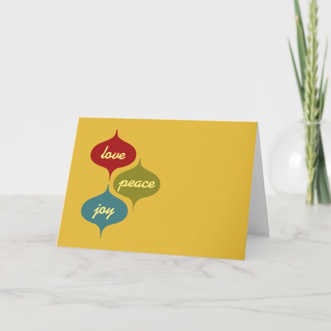 Retro holiday card love, peace, joy (Front)