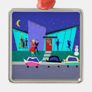 Retro Holiday Cartoon Christmas Ornament