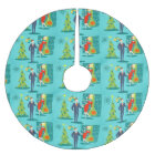 Retro Holiday Cartoon Christmas Tree Skirt | Zazzle